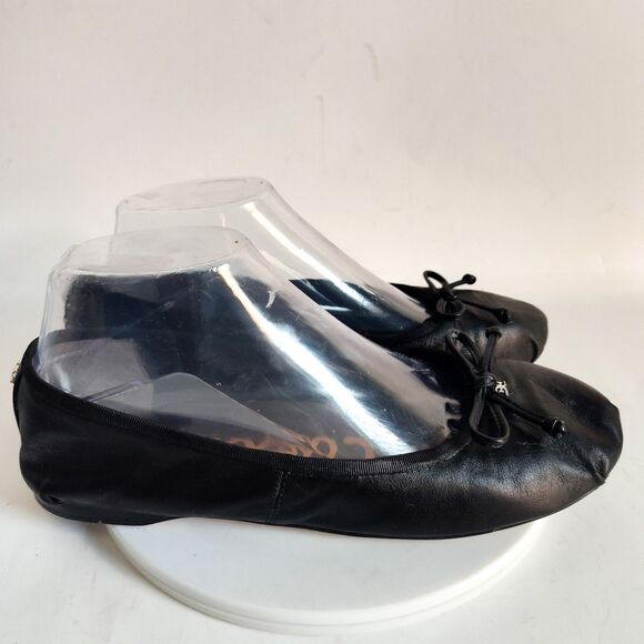 Sam Edelman Ballet Flats Size 8 Leather Black Preppy Minimalist Trendy Bow Zooey - Picture 2 of 10